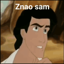 a cartoon of a man with the words znao sam above his head