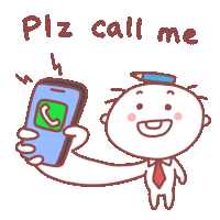 a cartoon of a man holding a cell phone with the words plz call me below him