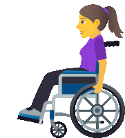 a woman is sitting in a wheelchair with a ponytail