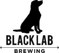 a black lab brewing logo with a dog