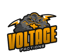 a logo for voltage factions shows a cloud with lightning bolts on it