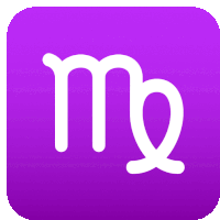 a purple icon with a white virgo symbol on it