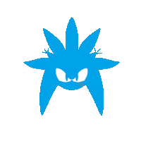 a blue silhouette of a flower with a face