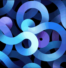 blue and purple swirls on a black background with the letter s in the middle