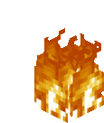 a pixel art drawing of a fire block in minecraft .