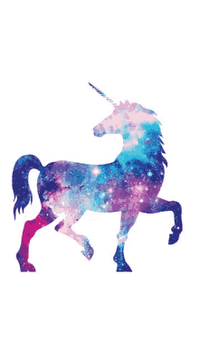 a silhouette of a unicorn with a colorful galaxy background