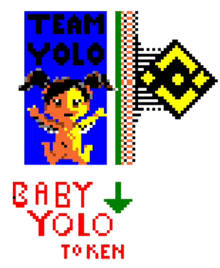 a baby yolo token is being displayed on a white background