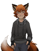 a cartoon drawing of a boy with fox ears and a fox tail