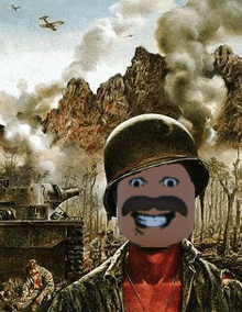 a painting of a soldier with a big mustache