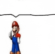 a cartoon of mario giving a thumbs up with a speech bubble behind him .