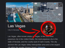 a picture of las vegas city in nevada with a red arrow pointing to it