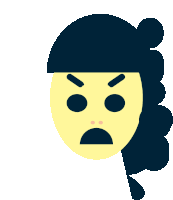 a cartoon drawing of a woman with a very angry face