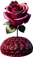 a purple rose is sitting on top of a red flower