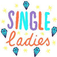 a colorful sign that says single ladies with diamonds and stars around it