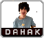 a pixelated image of a boy with the name dahak on the bottom