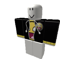 a roblox character with a yellow smiley face on their shirt