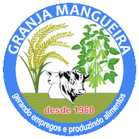 a logo for granja mangueira has a cow and a sheep on it