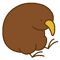 a brown kiwi with a yellow beak and feet