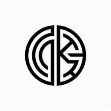 a black and white logo with the letter gk in the middle