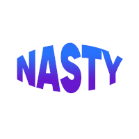 a blue and purple logo for nasty with a white background