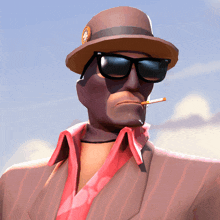 a man wearing a hat and sunglasses holds a cigarette in his mouth