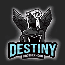 a logo for destiny brotherhood with a devil with horns