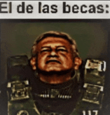 a painting of a man with the words el de las becas