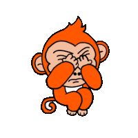 an orange monkey covering its eyes with its hands