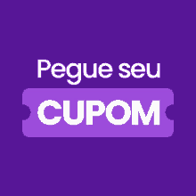 a purple sign that says pegue seu cupom on it