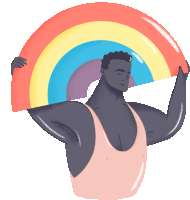 an illustration of a man holding a rainbow