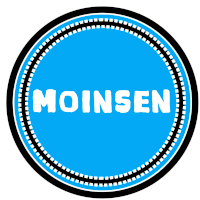 a blue circle with the word moinsen written on it