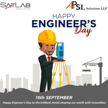 a poster for engineer 's day with a man holding a camera