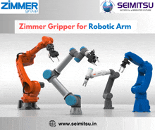 a zimmer gripper for robotic arm is advertised on a white background