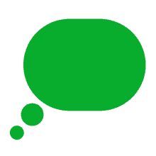 a green speech bubble with a question mark inside of it