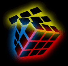 a colorful rubik 's cube with a black outline