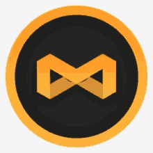 a yellow and black circle with a letter m inside