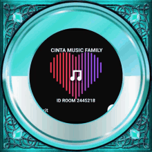 a logo for cinta music family shows a heart with music notes inside