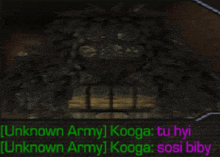 unknown army kooga tu hyi unknown army kooga sosi biby written in green