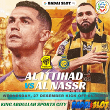 a poster for a soccer game between alittihad vs al nassr