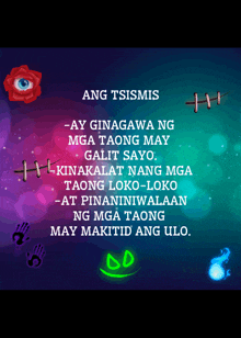 a colorful background with the words ang tsimis