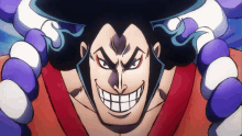 a close up of a cartoon character 's face with a big smile