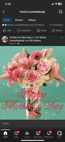 a screenshot of a facebook page that says " kisha loves nobody "