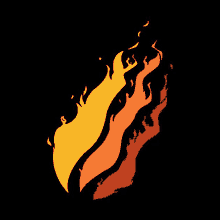 a yellow and red flame on a black background .