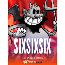 a poster for hacksaw gaming shows a cartoon character