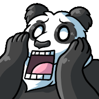 a cartoon panda bear with a surprised look on its face