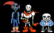 a pixel art drawing of undertale characters including papyrus and sans