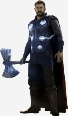 a man in a thor costume holds an axe