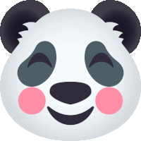 a panda bear with its eyes closed and pink cheeks smiling