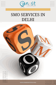 an advertisement for smo services in delhi with a picture of dice