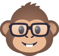 a cartoon monkey wearing glasses and a smile on its face